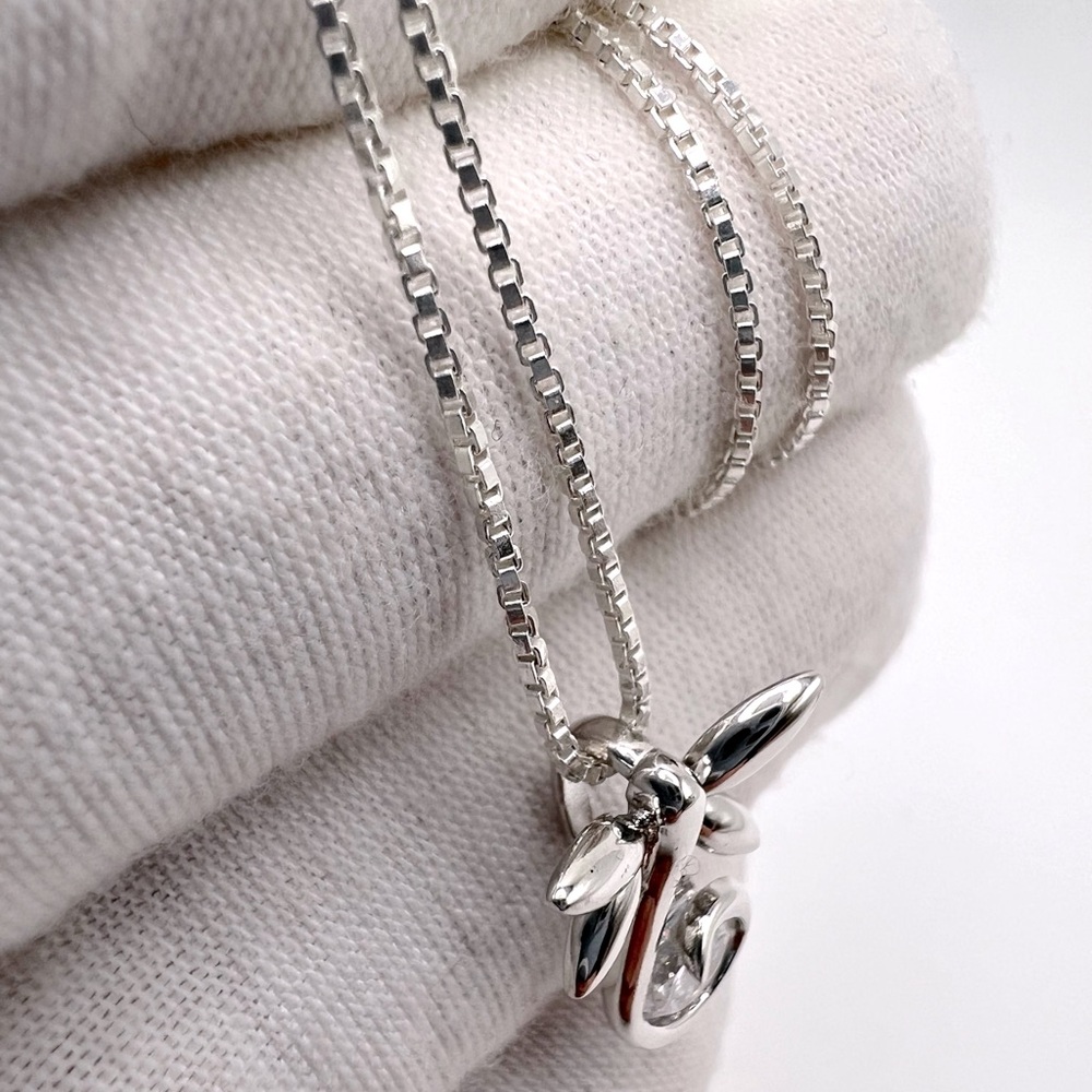 .925 Sterling Silver Dragonfly Necklace with Round Cz - Picture 6 of 14